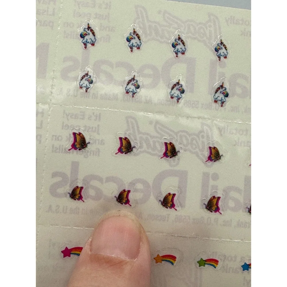 Vintage Lisa Frank Nail Decals Stickers Unicorn Butterfly Dolphin Flamingo 90s